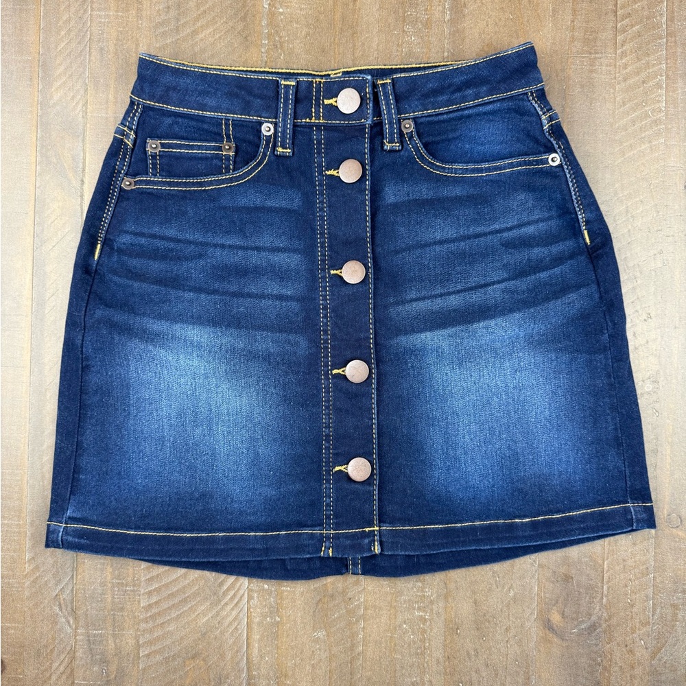 No Boundaries Dark Blue Denim Mini Skirt